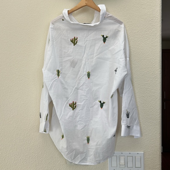 Sheparis NWT Cactus Party White Cotton Blouse oversized XL - Picture 2 of 8